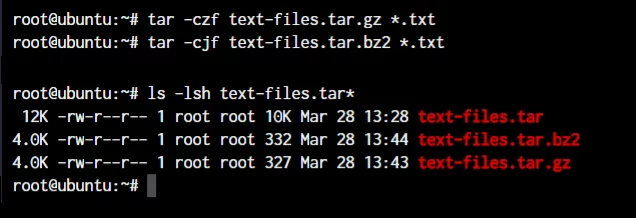 Tar File Size Differences