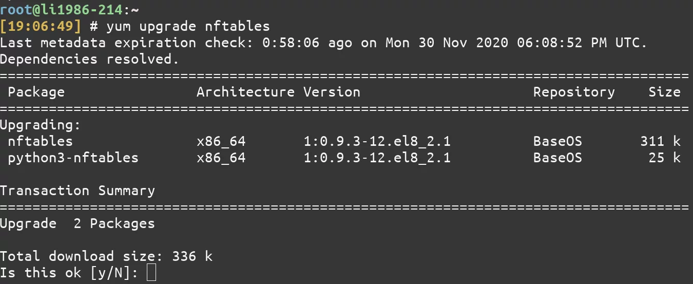 Yum Upgrade Nftables