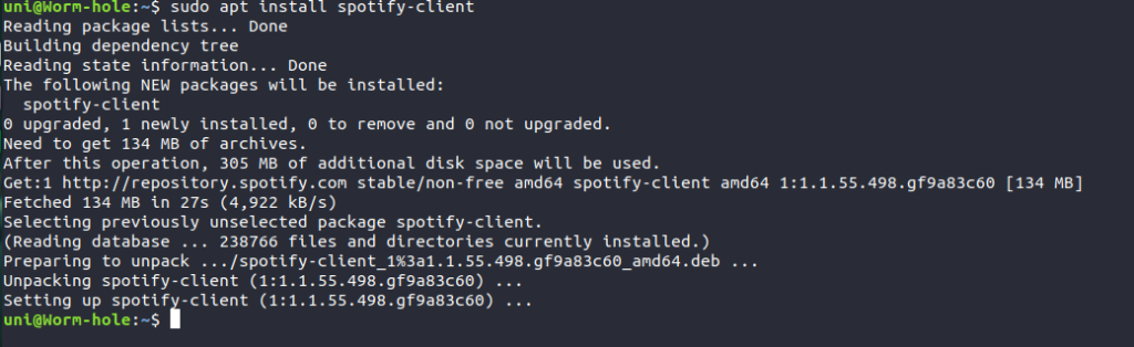Installing Spotify Debian Package Via Terminal