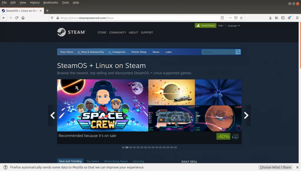 Steam Website Steam on Linux