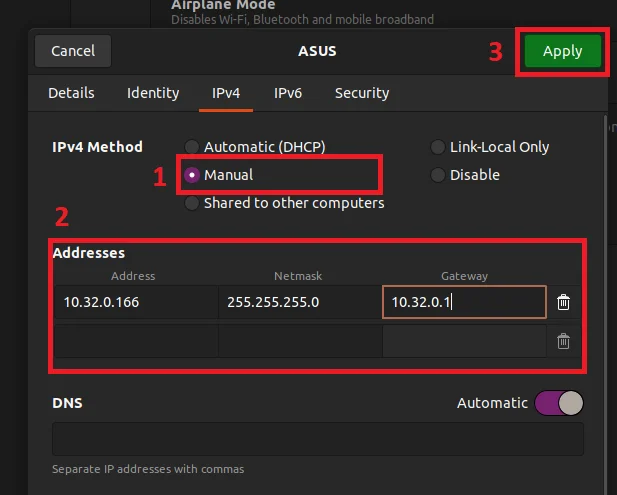 Configuring Static IP GUI