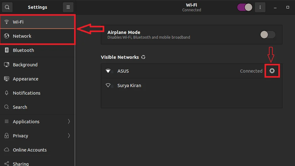 Network Settings Wifi Wired