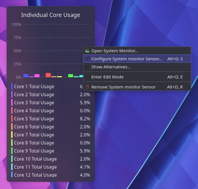 Configure System Monitor Kde