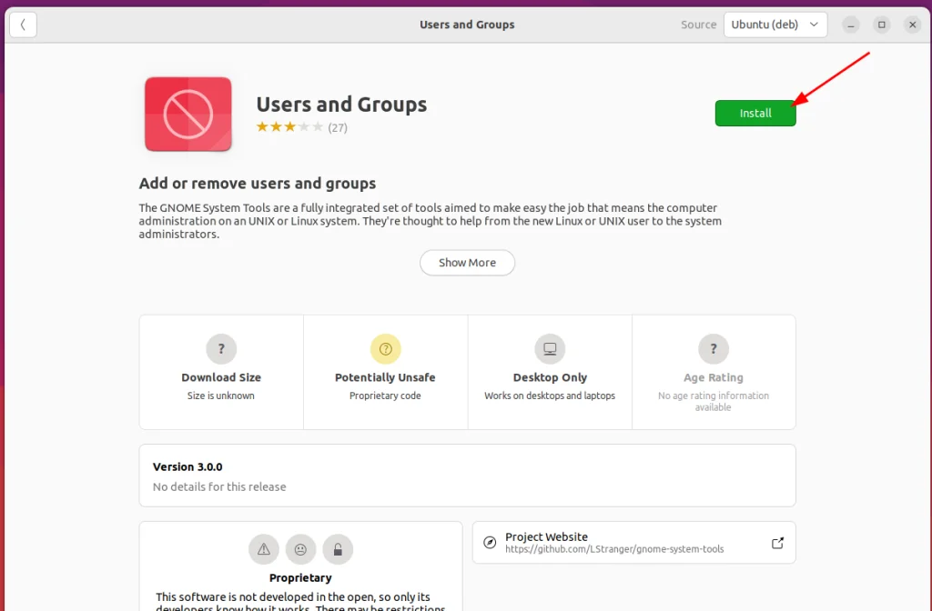 In The Users And Group Install Page