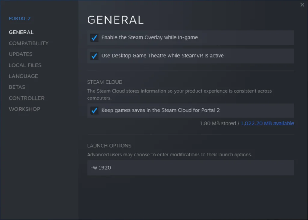 Adding A Custom Launch Option To Change The Resolution In Steam Games