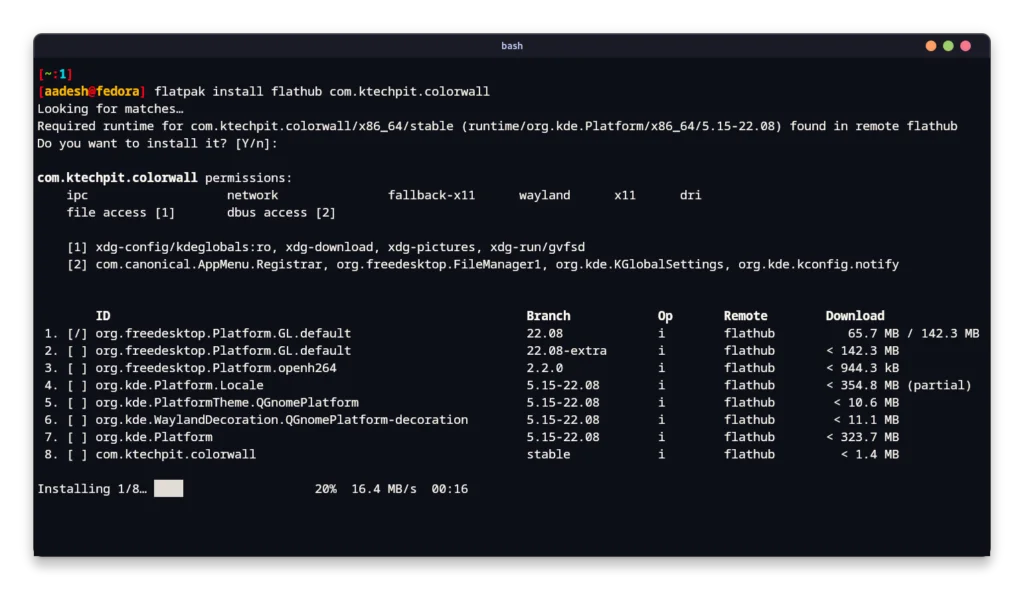Installing ColourWall On Fedora Via Flathub