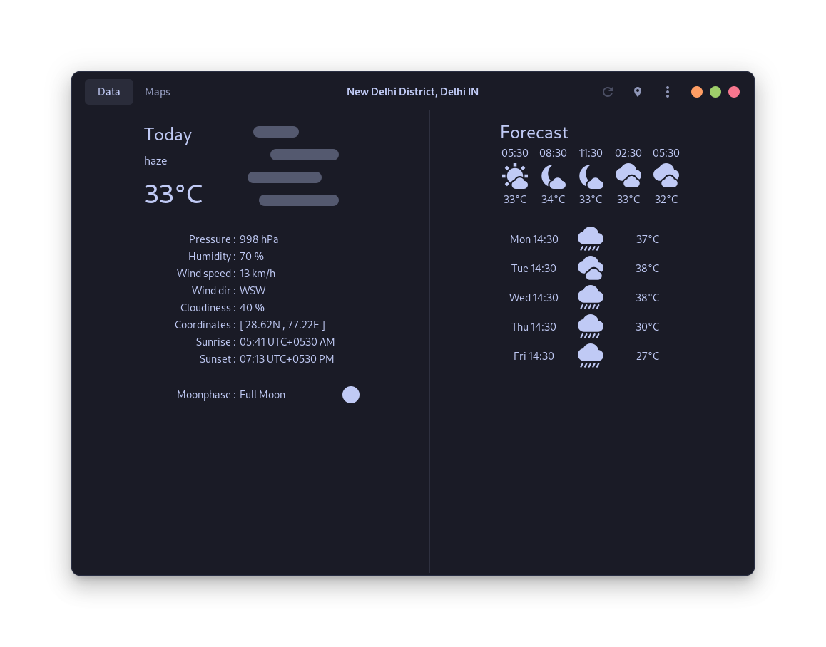 linux weather radar software