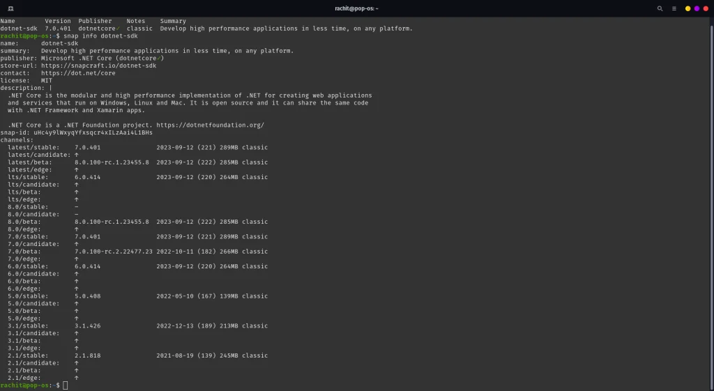 Dotenet On Snap