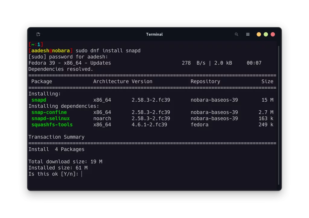 Installing Snap Package Manager On Nobara Linux