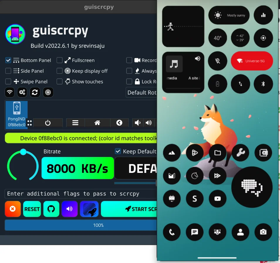 Android Screen Is Now Mirrored On The Linux PC