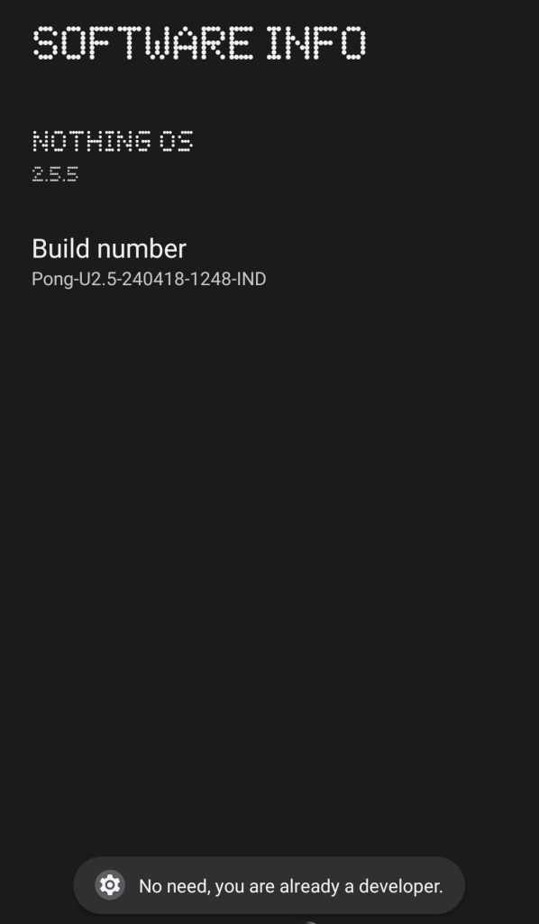 Enable Developer Settings By Tapping On Your Software Build Number