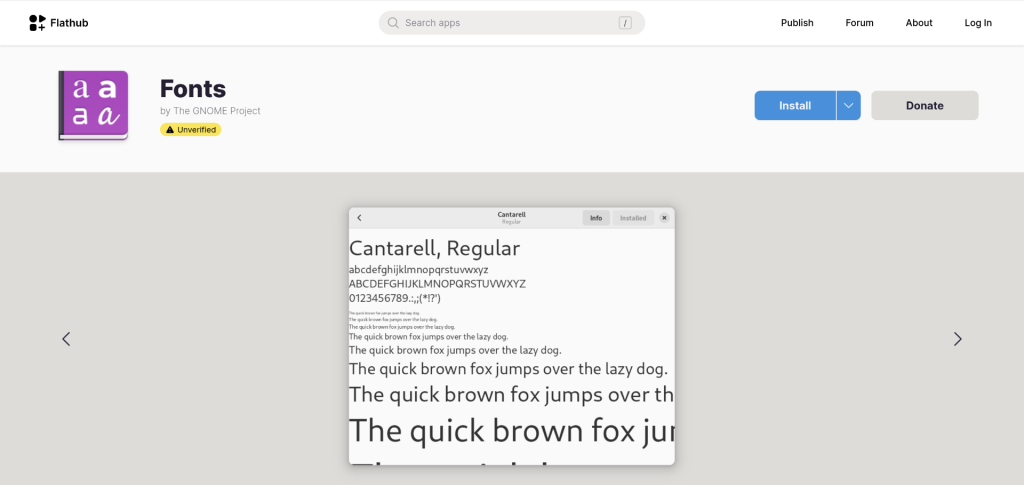 GNOME Font Viewer On Flathub