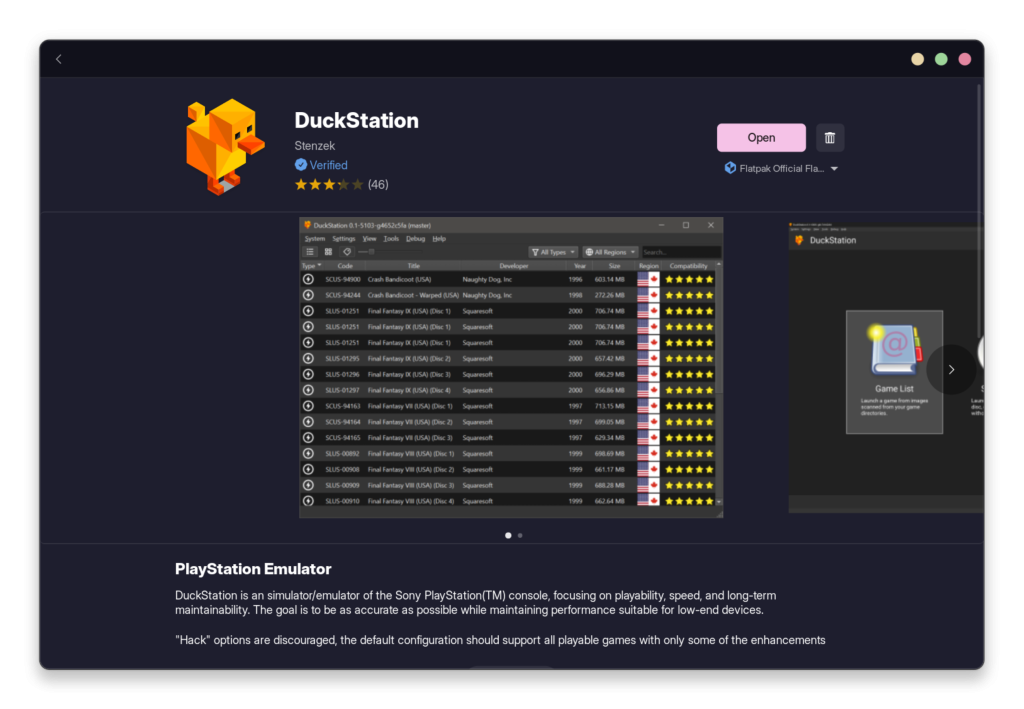 Duckstation Can Also Be Installed From The GUI Software Store