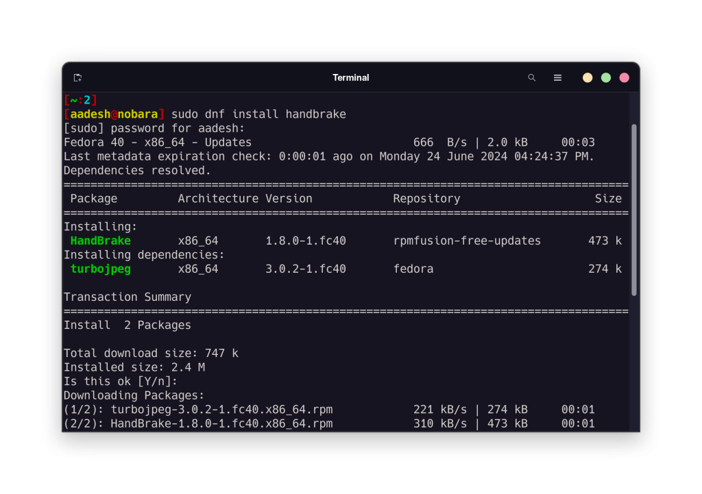 Installing Handbrake On Nobara