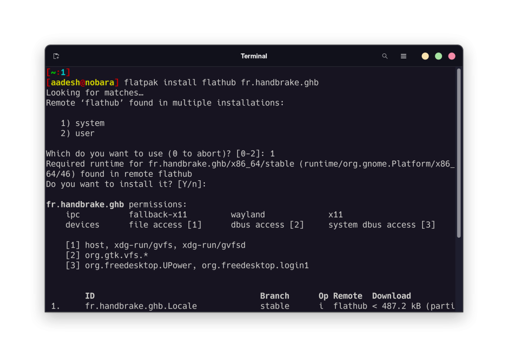 Installing Handbrake Using Flatpak