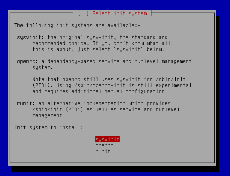 Select The Init System Which You Prefer Instead Of SystemD