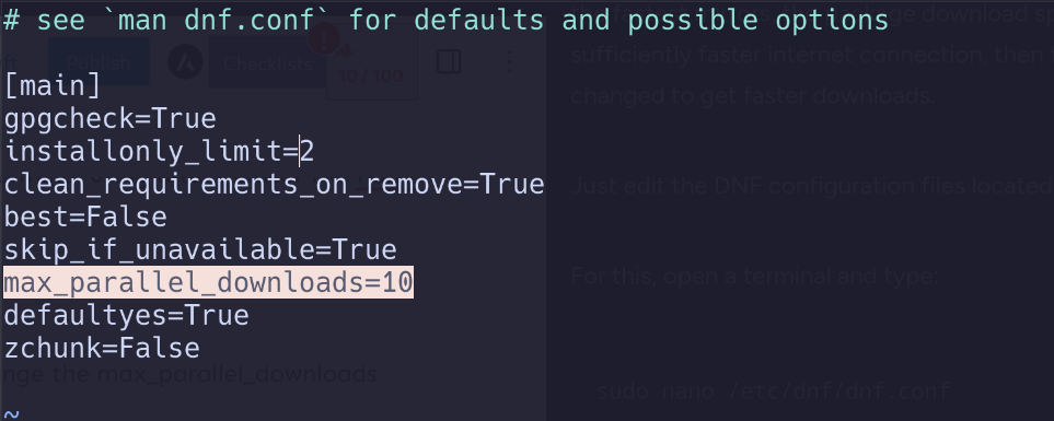 Change The Config File Of DNF For Faster Downloads