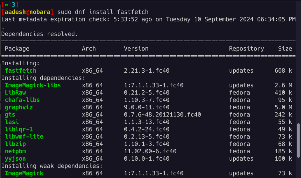 Installing Fastfetch On Nobara