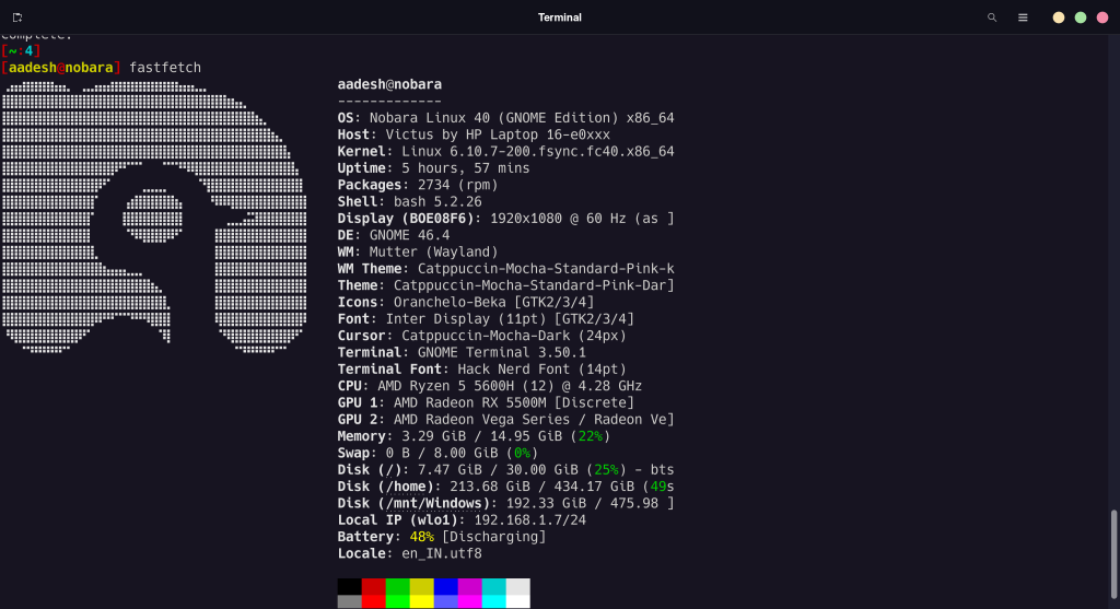 Output Of Fastfetch