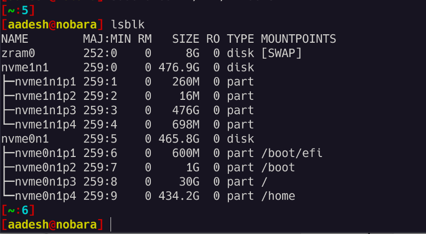 Verify The Partition Number Using Lsblk Command