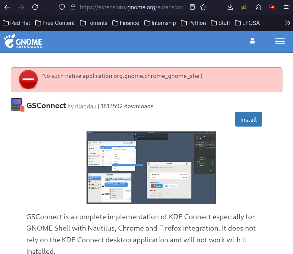 Installing GSConnect From The Extensions Site