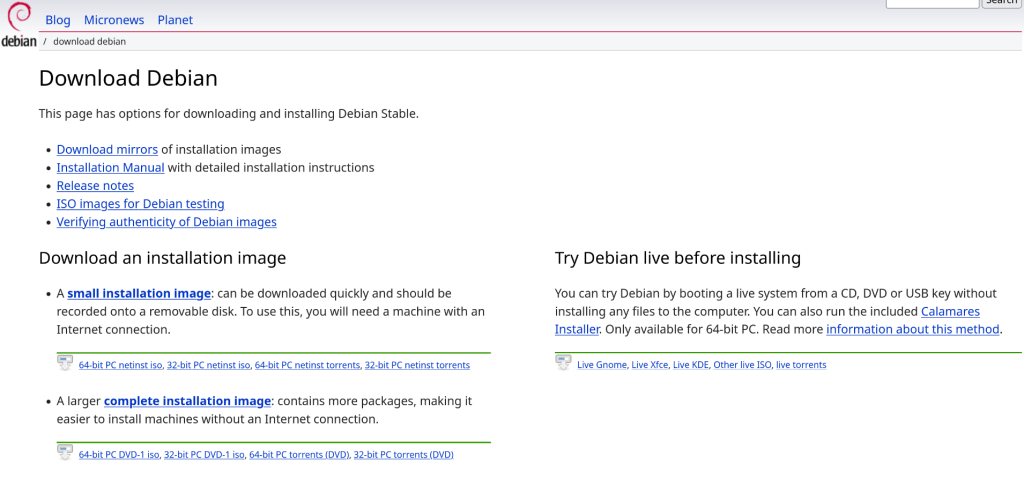 Download Page Of Debian Is.... Slightly Confusing